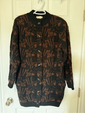 Impromptu Knit Cardigan in Black & Rust